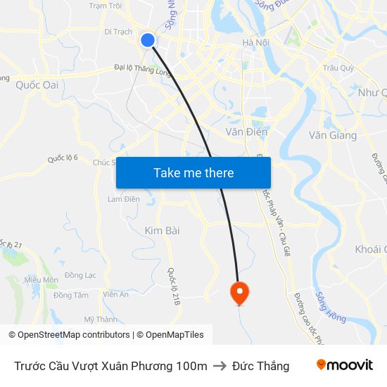 Trước Cầu Vượt Xuân Phương 100m to Đức Thắng map