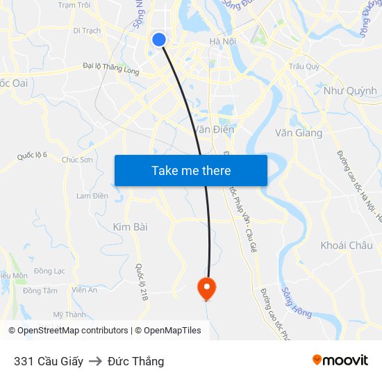 331 Cầu Giấy to Đức Thắng map