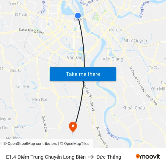 E1.4 Điểm Trung Chuyển Long Biên to Đức Thắng map