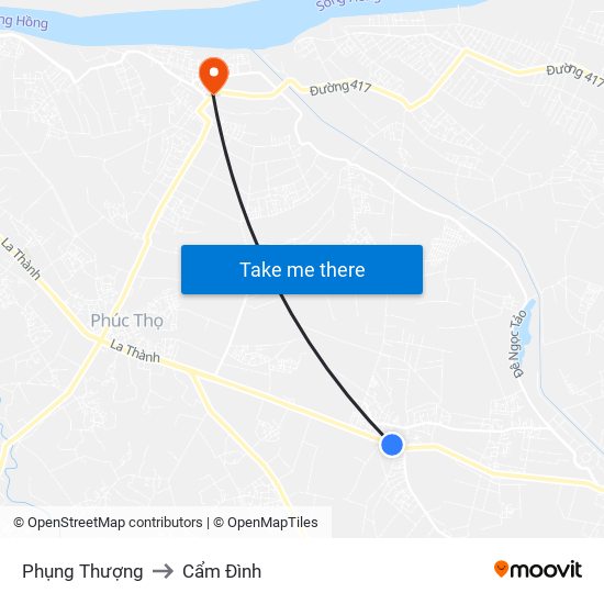 Phụng Thượng to Cẩm Đình map