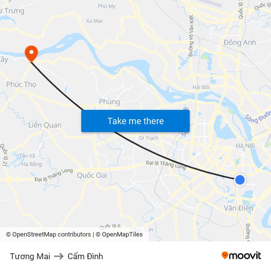 Tương Mai to Cẩm Đình map