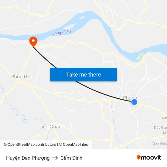 Huyện Đan Phượng to Cẩm Đình map