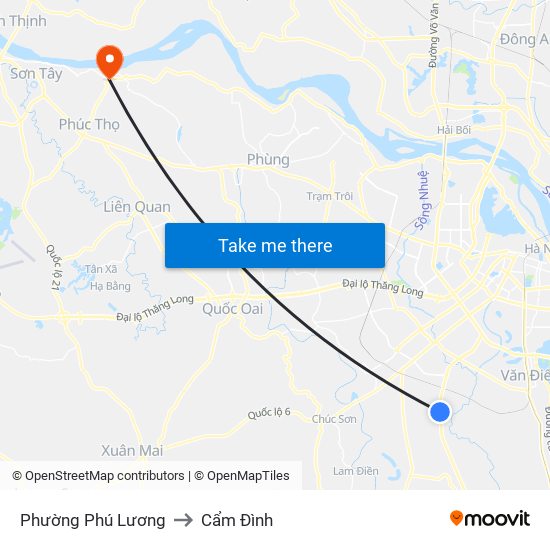 Phường Phú Lương to Cẩm Đình map