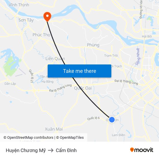 Huyện Chương Mỹ to Cẩm Đình map