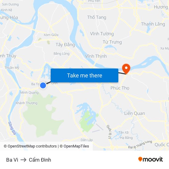 Ba Vì to Cẩm Đình map