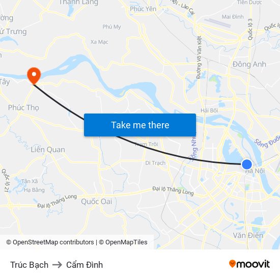 Trúc Bạch to Cẩm Đình map