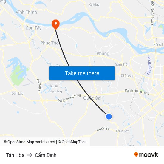 Tân Hòa to Cẩm Đình map