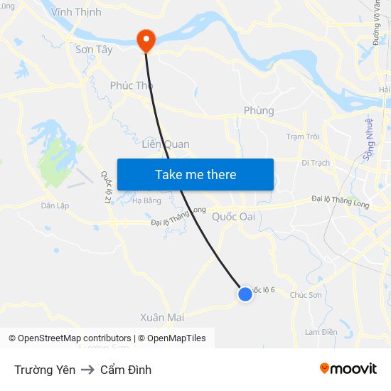 Trường Yên to Cẩm Đình map