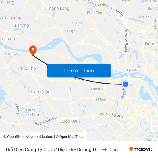 Đối Diện Công Ty Cp Cơ Điện Hn- Đường Đức Thắng to Cẩm Đình map