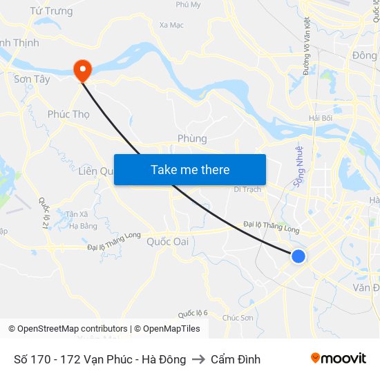 Số 170 - 172 Vạn Phúc - Hà Đông to Cẩm Đình map