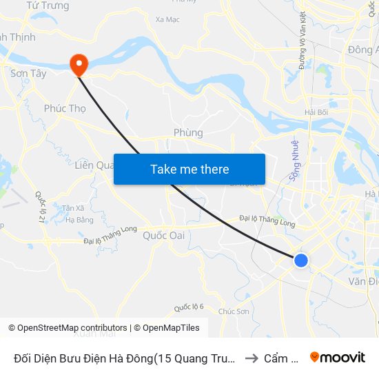 Đối Diện Bưu Điện Hà Đông(15 Quang Trung Hà Đông) to Cẩm Đình map