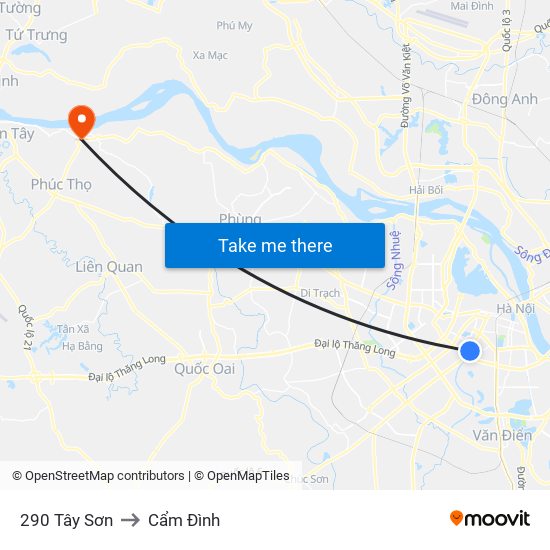 290 Tây Sơn to Cẩm Đình map