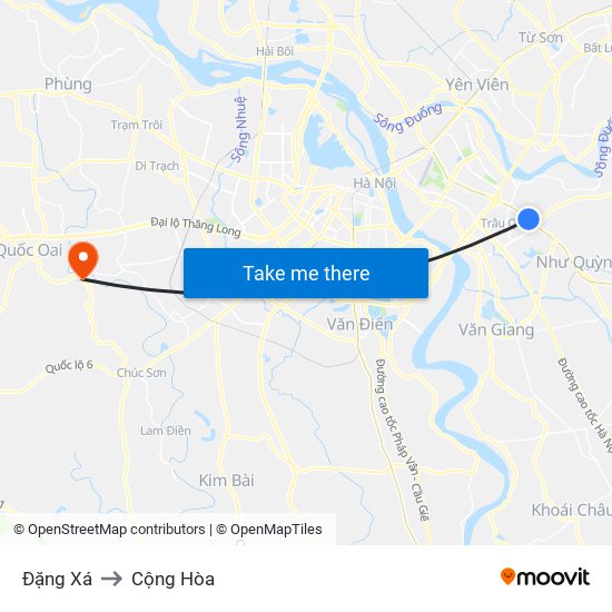 Đặng Xá to Cộng Hòa map