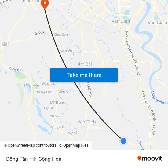 Đồng Tân to Cộng Hòa map