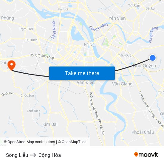 Song Liễu to Cộng Hòa map