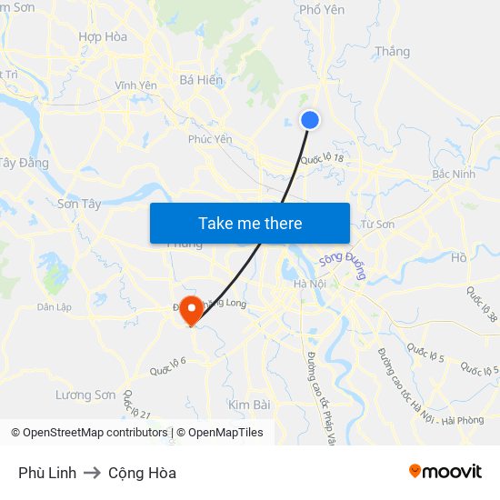 Phù Linh to Cộng Hòa map