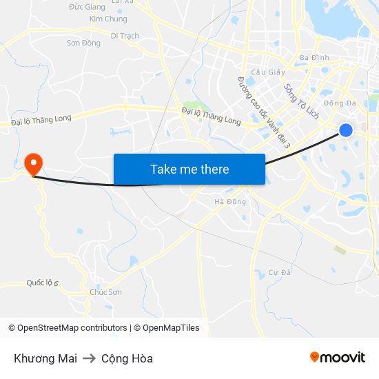 Khương Mai to Cộng Hòa map