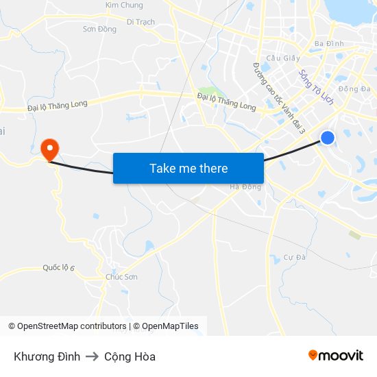 Khương Đình to Cộng Hòa map