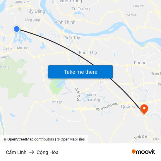 Cẩm Lĩnh to Cộng Hòa map