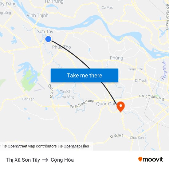 Thị Xã Sơn Tây to Cộng Hòa map