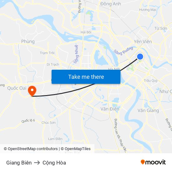 Giang Biên to Cộng Hòa map