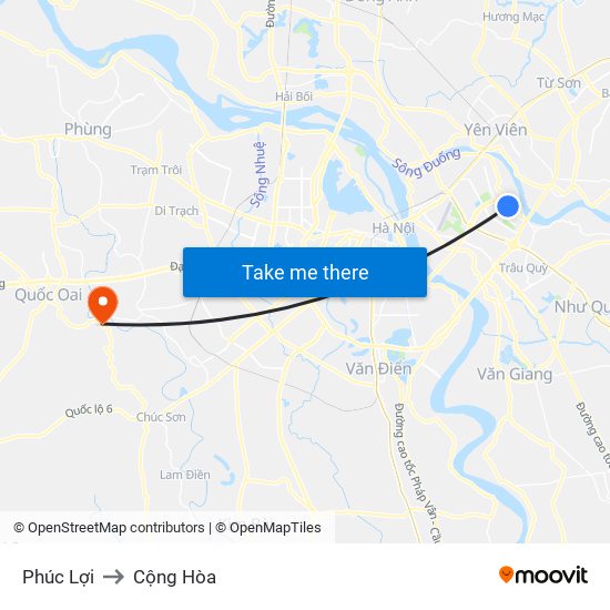 Phúc Lợi to Cộng Hòa map