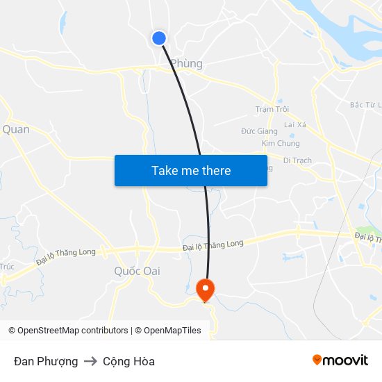 Đan Phượng to Cộng Hòa map