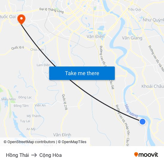 Hồng Thái to Cộng Hòa map