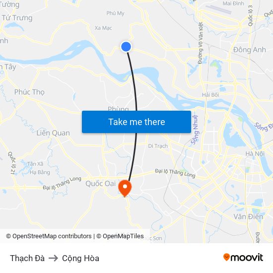 Thạch Đà to Cộng Hòa map