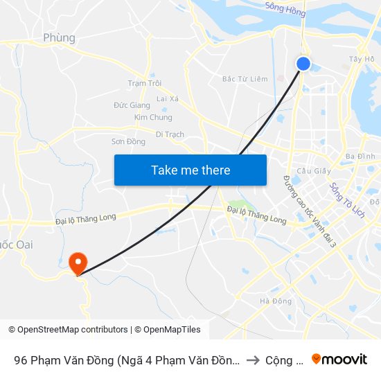 96 Phạm Văn Đồng (Ngã 4 Phạm Văn Đồng - Xuân Đỉnh) to Cộng Hòa map