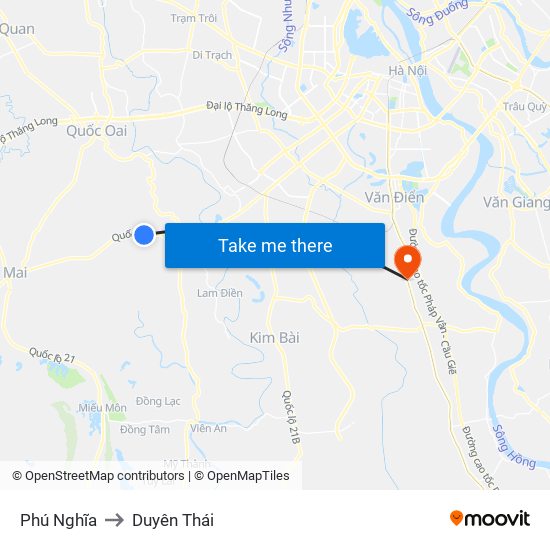 Phú Nghĩa to Duyên Thái map
