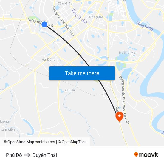 Phú Đô to Duyên Thái map