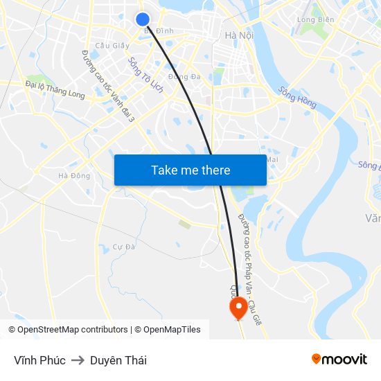 Vĩnh Phúc to Duyên Thái map