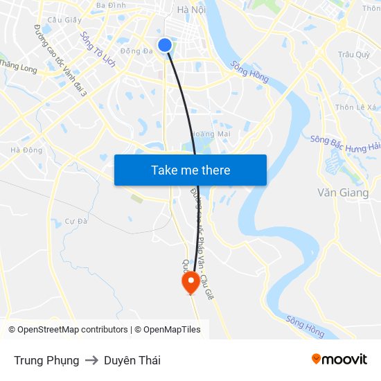 Trung Phụng to Duyên Thái map