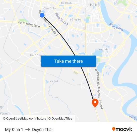 Mỹ Đình 1 to Duyên Thái map