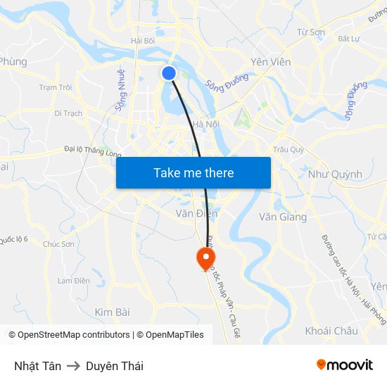 Nhật Tân to Duyên Thái map