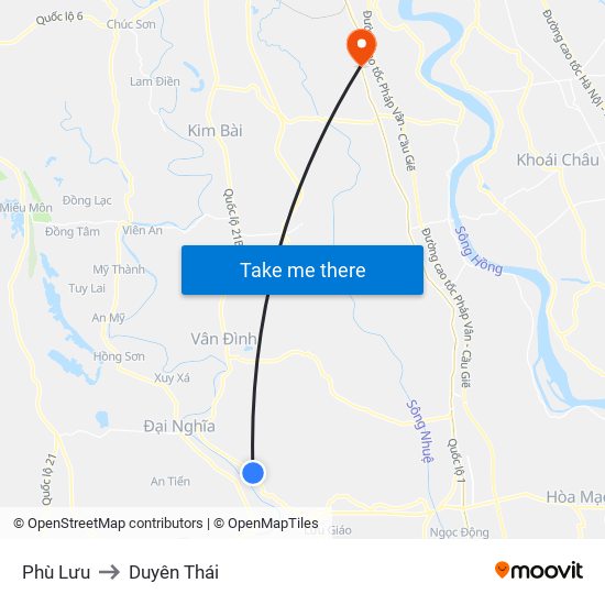 Phù Lưu to Duyên Thái map