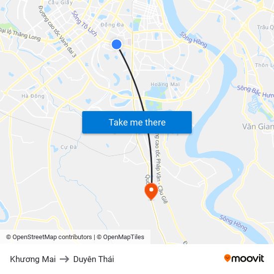 Khương Mai to Duyên Thái map