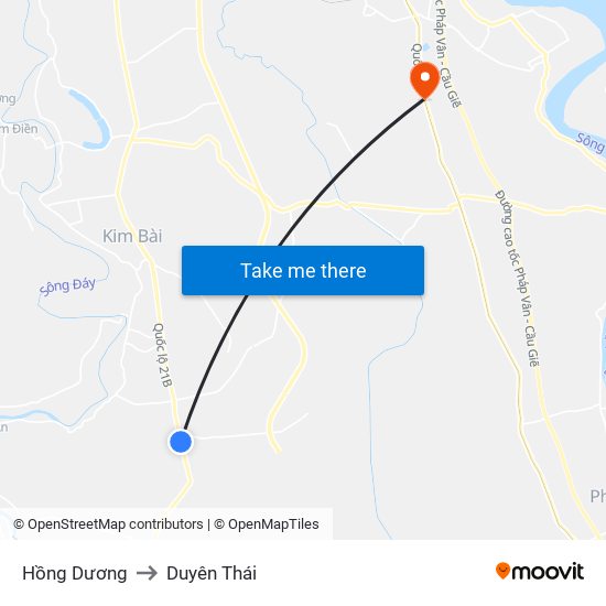 Hồng Dương to Duyên Thái map