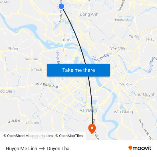 Huyện Mê Linh to Duyên Thái map