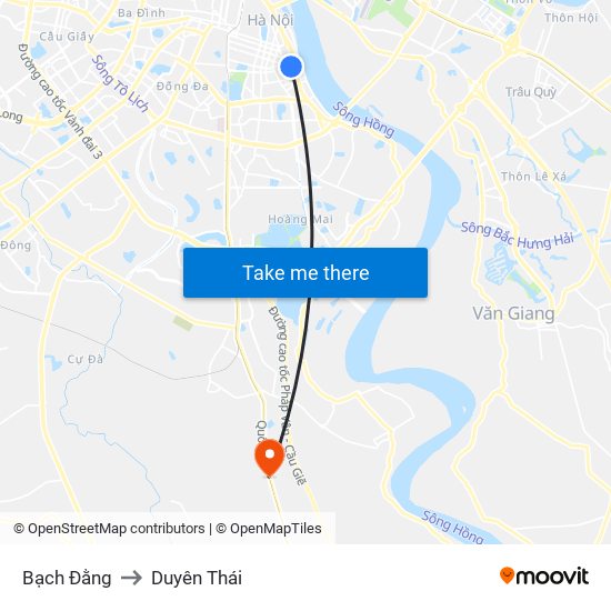 Bạch Đằng to Duyên Thái map