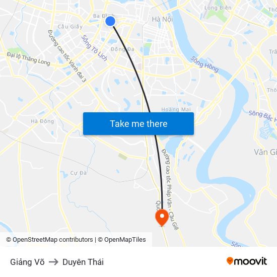 Giảng Võ to Duyên Thái map