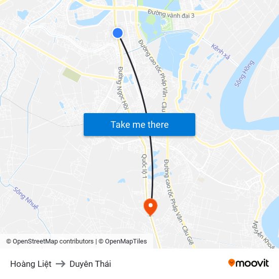 Hoàng Liệt to Duyên Thái map