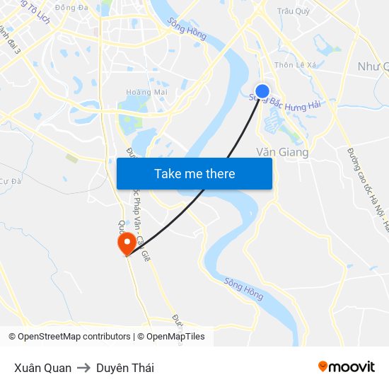 Xuân Quan to Duyên Thái map