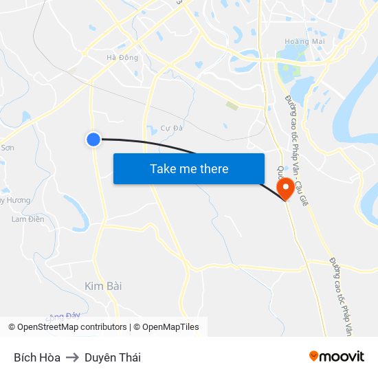 Bích Hòa to Duyên Thái map