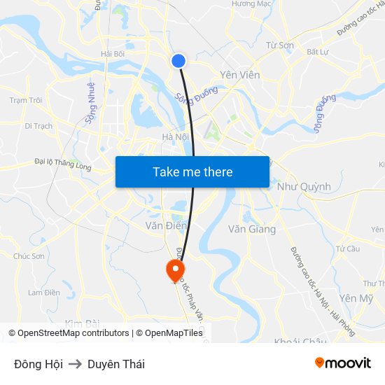 Đông Hội to Duyên Thái map