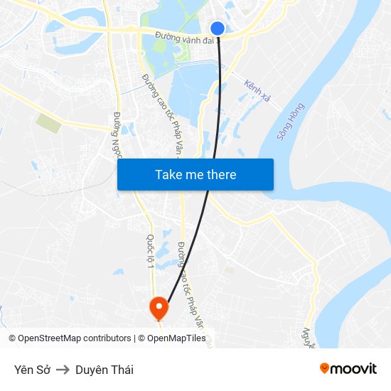 Yên Sở to Duyên Thái map