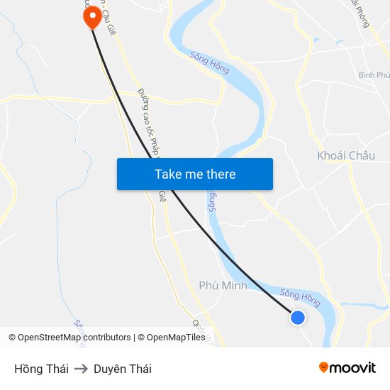 Hồng Thái to Duyên Thái map