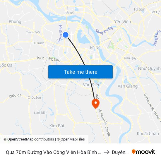 Qua 70m Đường Vào Công Viên Hòa Bình - Phạm Văn Đồng to Duyên Thái map