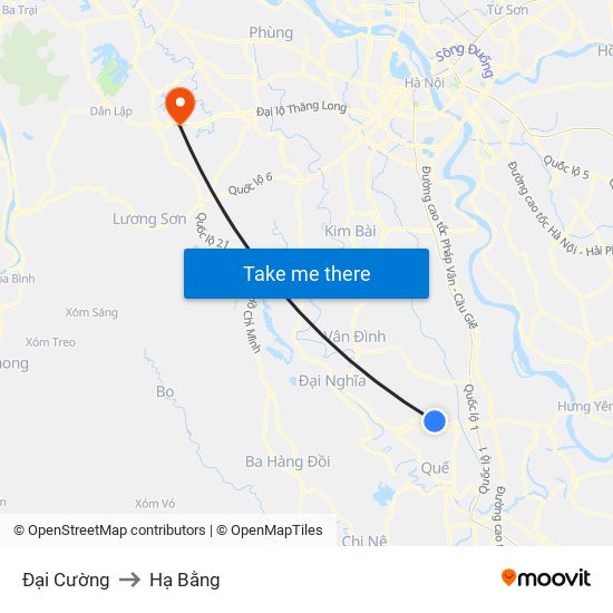 Đại Cường to Hạ Bằng map